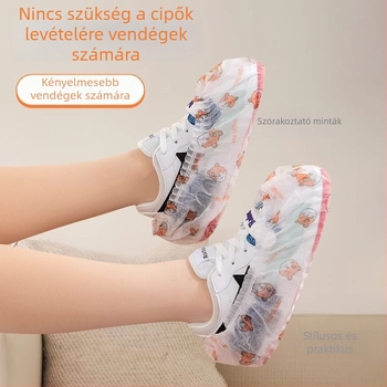 Szalagszerű egyszer használatos cipővédők, nem szőtt anyag, 22 g vastagság, kopásálló, csúszásmentes, biológiailag lebomló