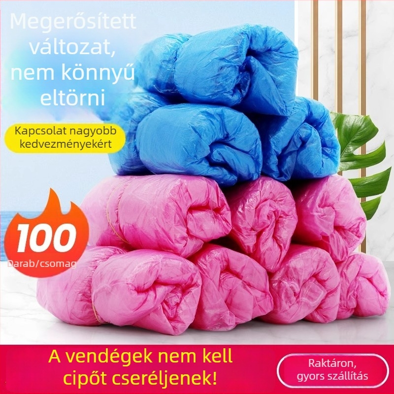Egyszer használatos cipővédő belső használatra, vastagított műanyag, vízálló és kopásálló, univerzális illeszkedés, 11s vastagság