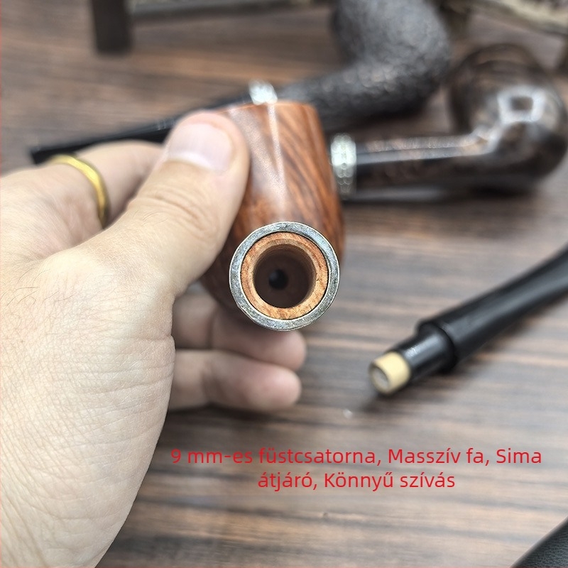 Pipa – kézzel készített egyenes Heatherwood pipa, modern minimalist stílus, logókészítés elérhető, modell P3226