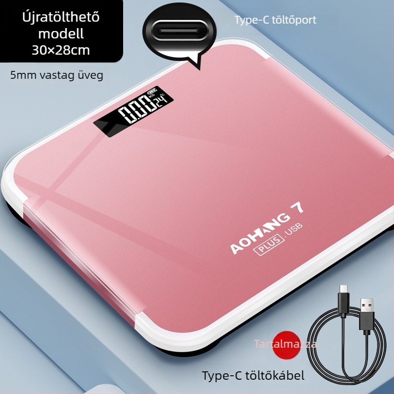 Elektronikus háztartási súlymérő magáncímke elérhető; max. 180 kg; töltéses/akkumulátoros működés.