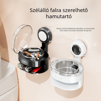 Hamutartó szívócsészével és fedéllel, szélvédett, gyújtó tároló, PET + rozsdamentes acél, szétválasztható típus