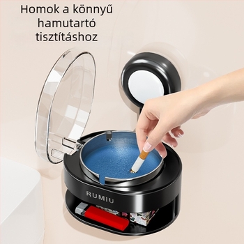 Hamutartó szívócsészével és fedéllel, szélvédett, gyújtó tároló, PET + rozsdamentes acél, szétválasztható típus