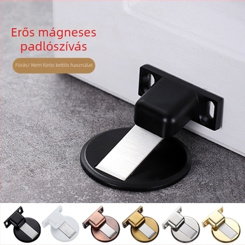 Mágneses padlós ajtóstop, cink ötvözet, furatok nélkül, padlóra szerelve, elektroplatált felület, modern minimalista stílus