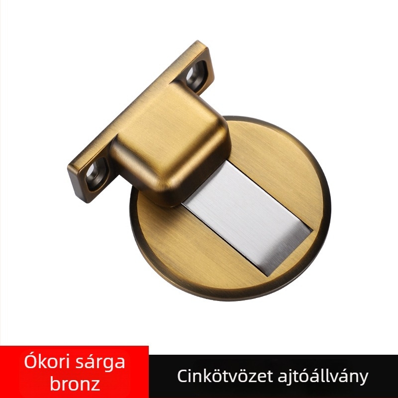Mágneses padlós ajtóstop, cink ötvözet, furatok nélkül, padlóra szerelve, elektroplatált felület, modern minimalista stílus