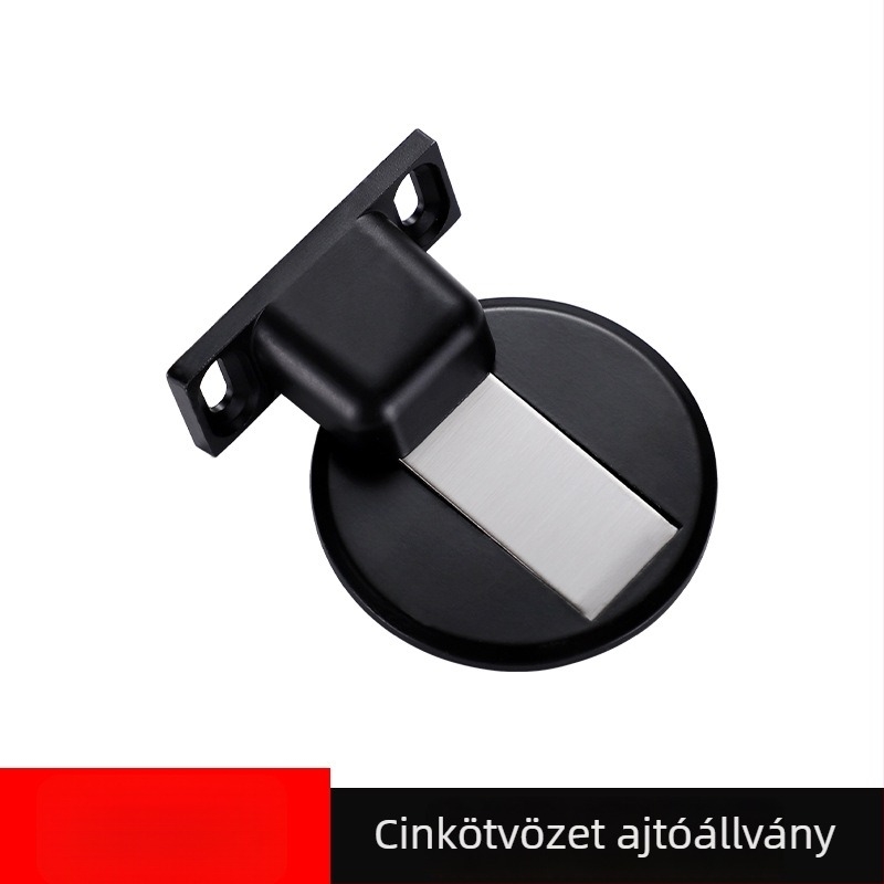 Mágneses padlós ajtóstop, cink ötvözet, furatok nélkül, padlóra szerelve, elektroplatált felület, modern minimalista stílus