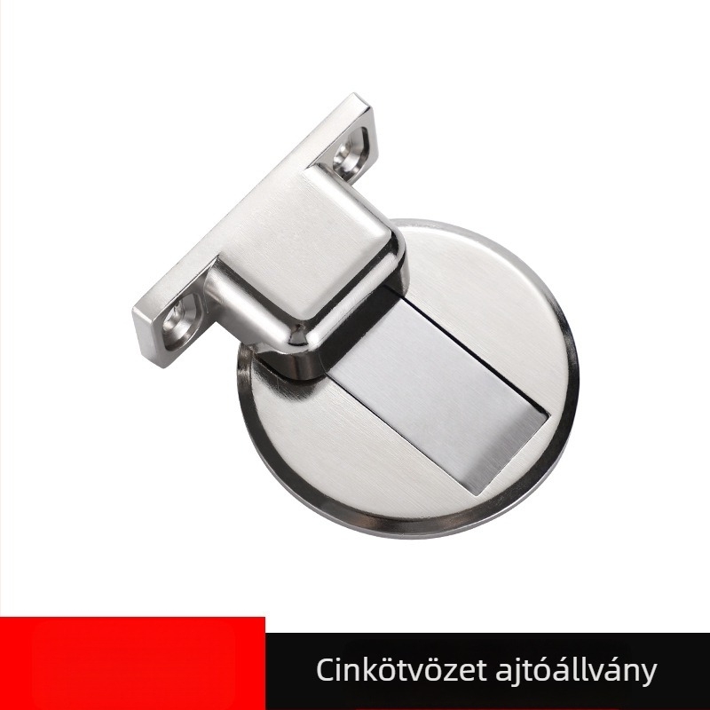 Mágneses padlós ajtóstop, cink ötvözet, furatok nélkül, padlóra szerelve, elektroplatált felület, modern minimalista stílus
