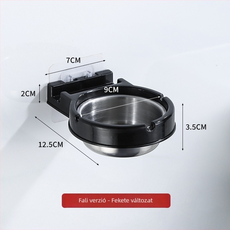 Fali szerelhető rozsdamentes acél hamutartó, anti-szóródó hamu dizájn, tároló funkció, szerszám nélküli szerelés