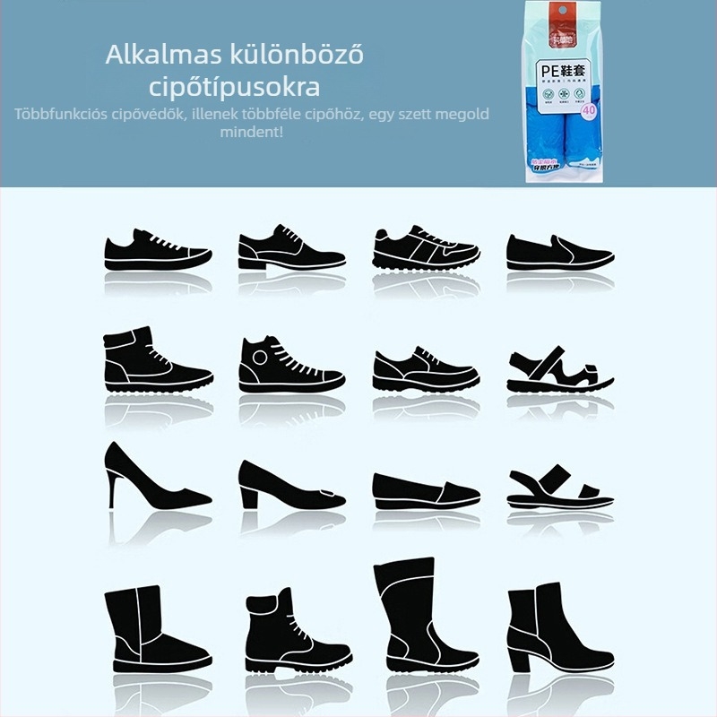 Egyszer használatos PE cipővédők, vastagított kivitel, por- és csúszásmentes védelem