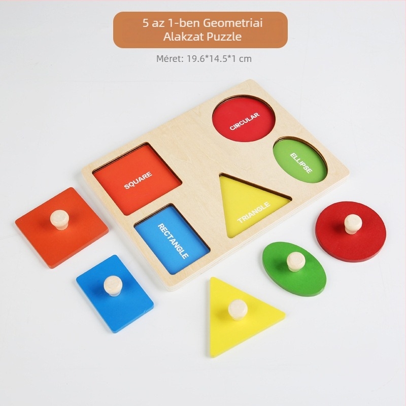 Montessori fa geometri panel – kézben tartható 3D alakú puzzle babáknak (0–3 évesek), mintavételi testreszabással
