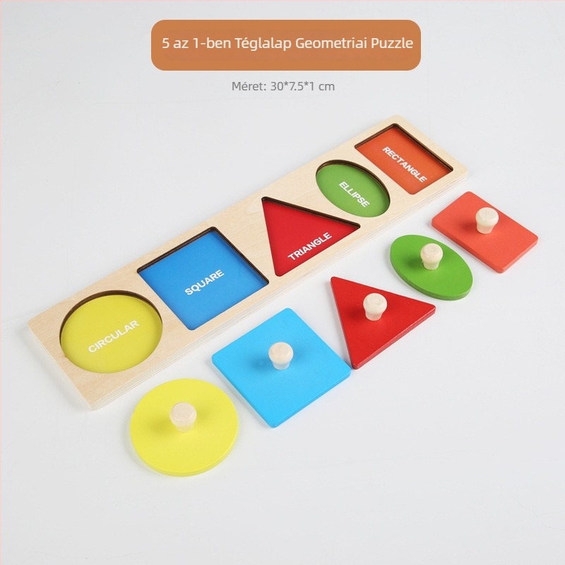 Montessori fa geometri panel – kézben tartható 3D alakú puzzle babáknak (0–3 évesek), mintavételi testreszabással