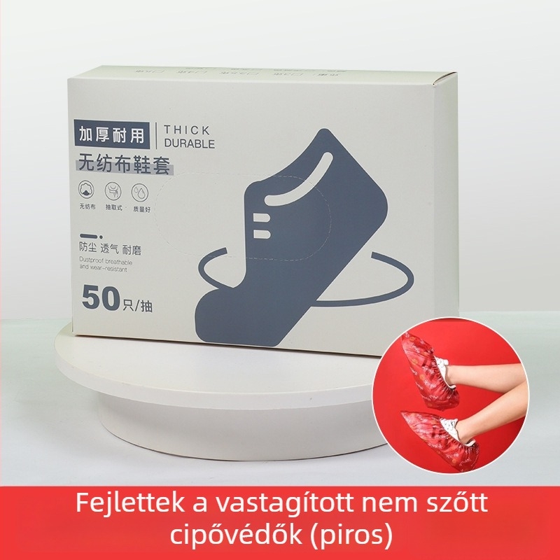 Egyszer használatos cipővédők, falra szerelt adagolóval, textil anyag, csúszásmentes, 4 g vastagság, testreszabott mintával és nyomtatott logóval, 50 db dobozonként