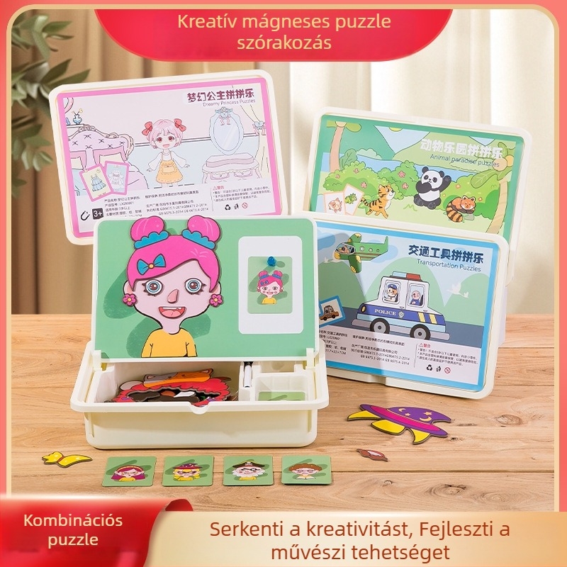 Mágneses puzzle gyerekeknek, műanyag lapos puzzle, oktató játék, 4-6 éves korosztály