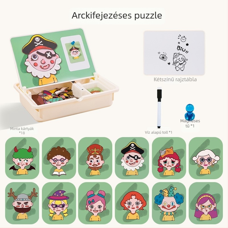 Mágneses puzzle gyerekeknek, műanyag lapos puzzle, oktató játék, 4-6 éves korosztály