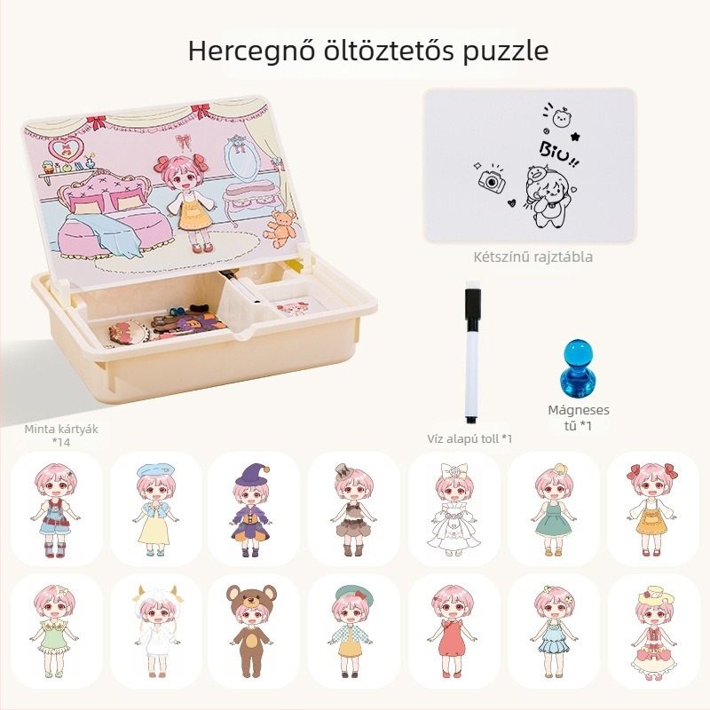 Mágneses puzzle gyerekeknek, műanyag lapos puzzle, oktató játék, 4-6 éves korosztály