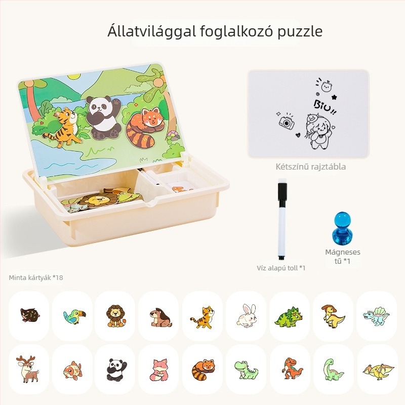Mágneses puzzle gyerekeknek, műanyag lapos puzzle, oktató játék, 4-6 éves korosztály