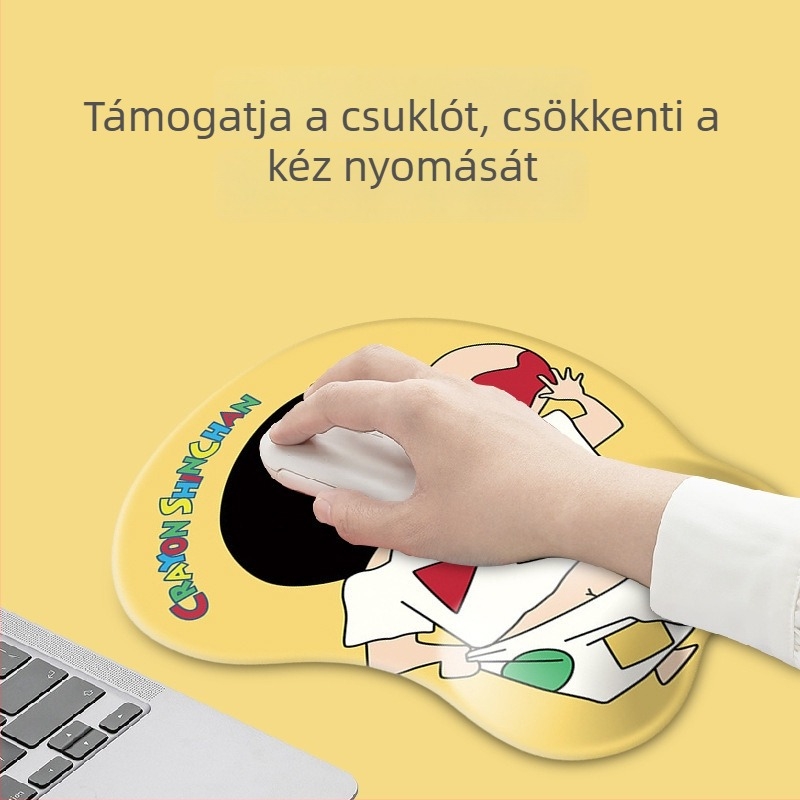 Szilikon csuklótámaszos egérpad — rajzfilmszerű dizájn, logónyomtatás, testreszabható