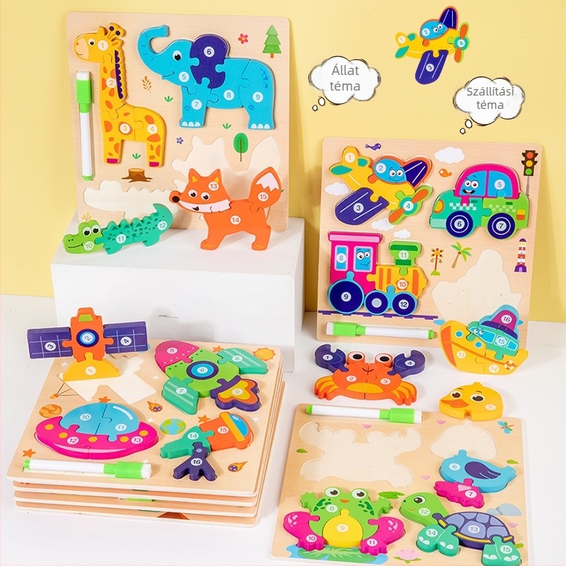 Fa 3D kirakó játék 4–6 éves gyerekeknek, blisteres csomagolás, puzzle tábla