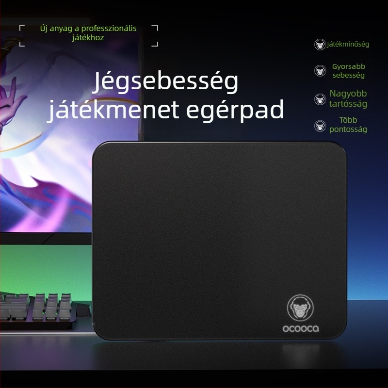 Játék egérpad teljesen edzett üvegből, egyoldalas, csuklótámasz, csúszásmentes, OEM testreszabható