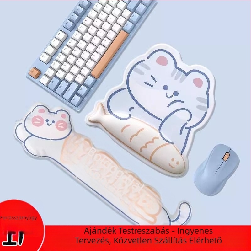 Egér- és billentyűzetcsukló párna, kétoldalas, gumírozott talp, csuklótámasz, nyomtatott logó
