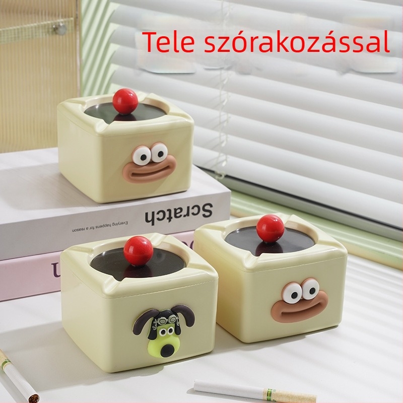 Műanyag hamutál otthoni használatra fedéllel, testreszabás nélkül, nem importált