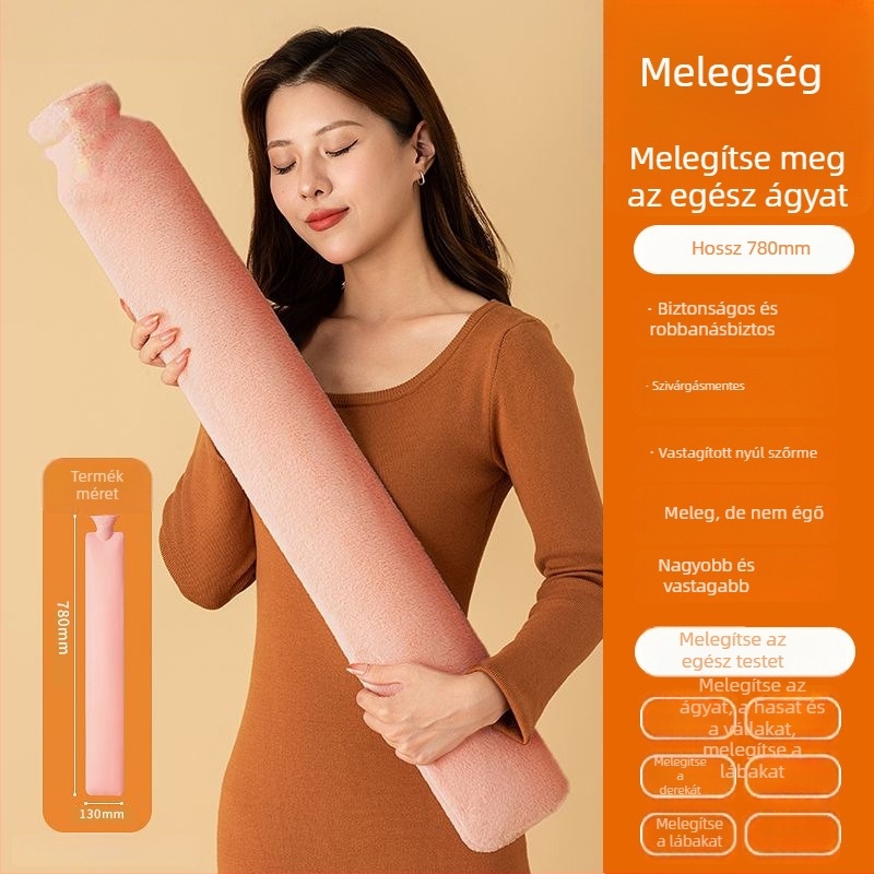 Gumi anyagú meleg víz palack, teljes testre, 496 g, vízzel történő feltöltés, flush típus