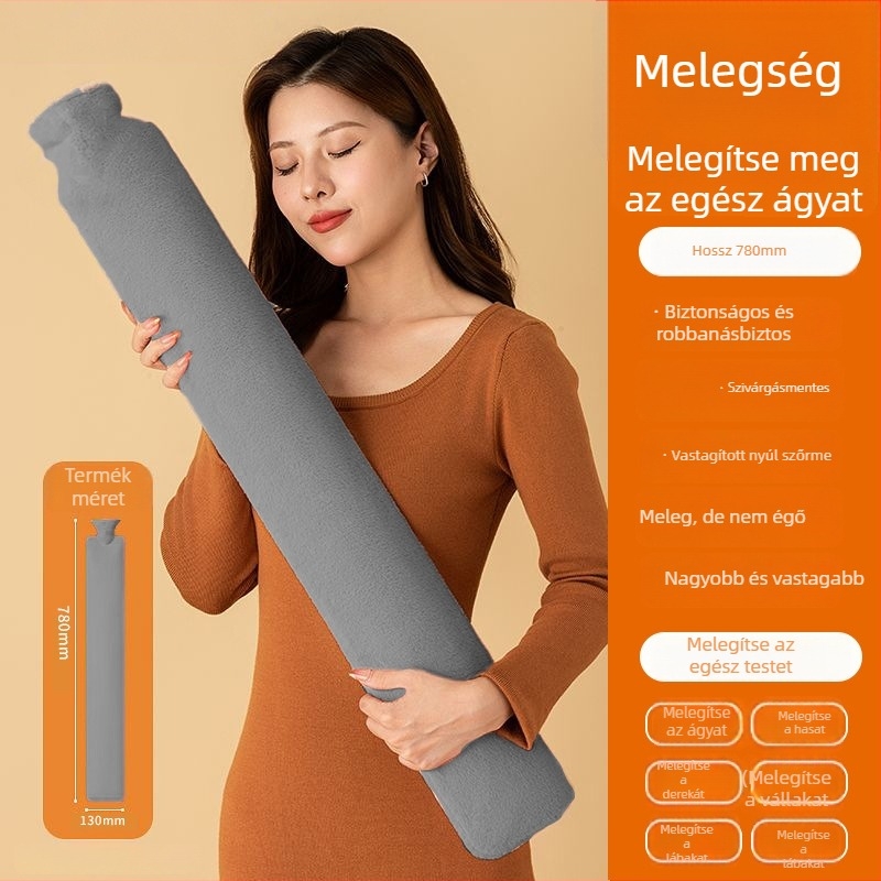 Gumi anyagú meleg víz palack, teljes testre, 496 g, vízzel történő feltöltés, flush típus