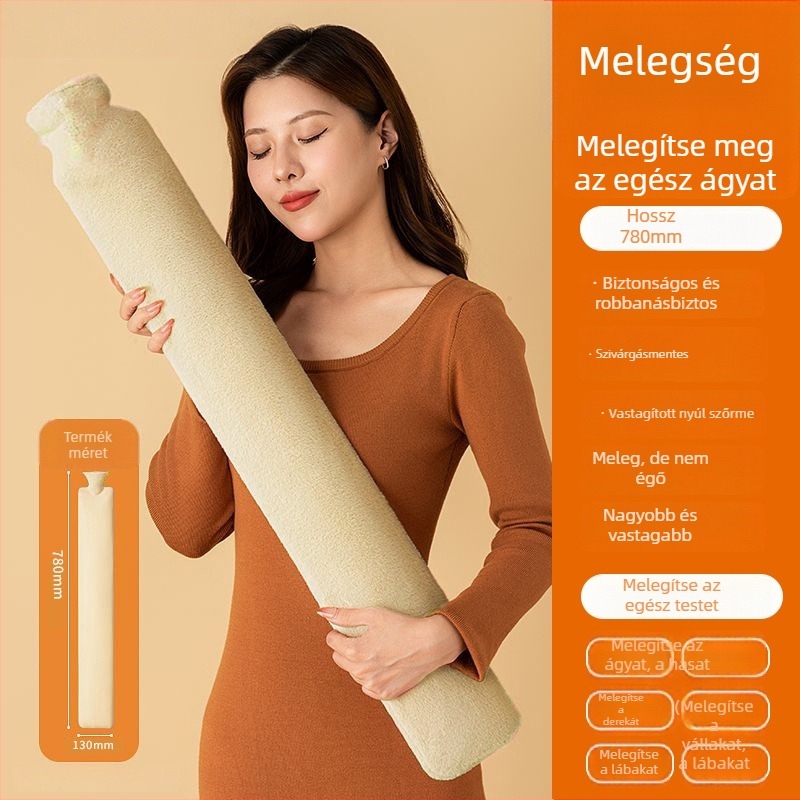 Gumi anyagú meleg víz palack, teljes testre, 496 g, vízzel történő feltöltés, flush típus