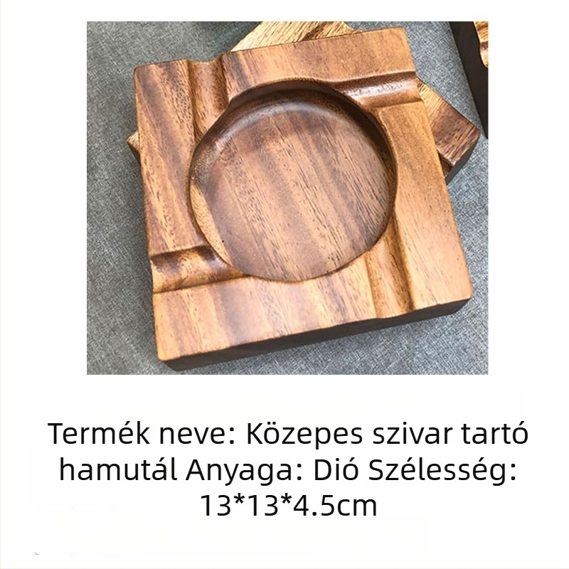 Diófából készült szivar hamutál tárolóval és logónyomtatási lehetőséggel, új kínai stílusú, ajándékhoz megfelelő