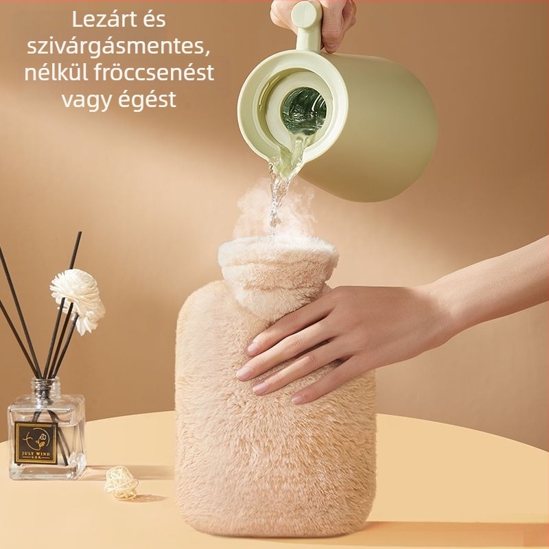 Flanel anyagú forróvizes palack nőknek, has melegítésére és kézmelegítésre