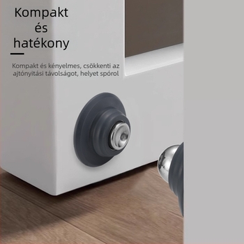 Szilikon párnázású mágneses ajtóstop falra szerelve – ultra vékony, fúrás nélküli, csendes működés