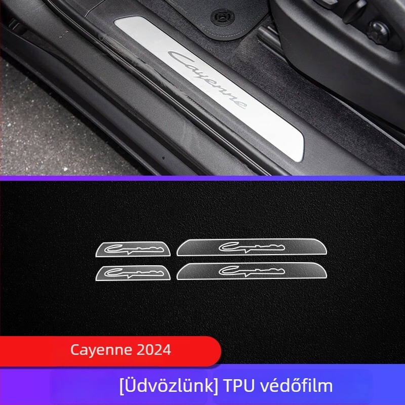 TPU belső védőfilm Porsche Cayenne-hez — műszerfal és navigációs kijelző, központi kijelző és váltókar — egységes formázás, hőmérséklet-tűrés, karcolás- és kopásálló, ujjlenyomat- és olajfolt-ellenálló