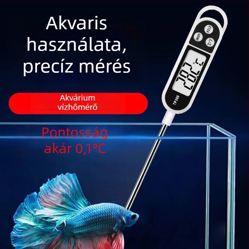 Magas pontosságú digitális akváriumi hőmérő rozsdamentes acél érzékelővel teknős akváriumokhoz