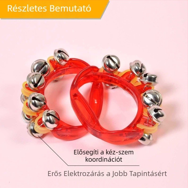 Kézi harang gyermekeknek félkör alakú haranggal és zsinórral – Orff zenetanítási segédeszköz 0–3 éveseknek