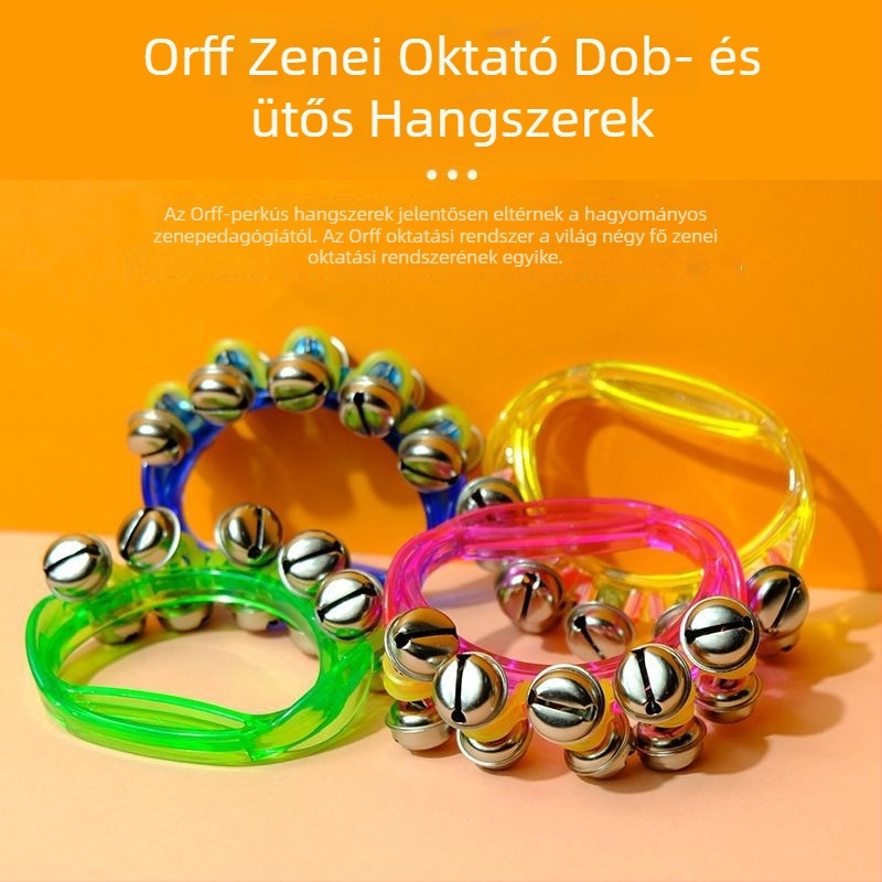 Kézi harang gyermekeknek félkör alakú haranggal és zsinórral – Orff zenetanítási segédeszköz 0–3 éveseknek