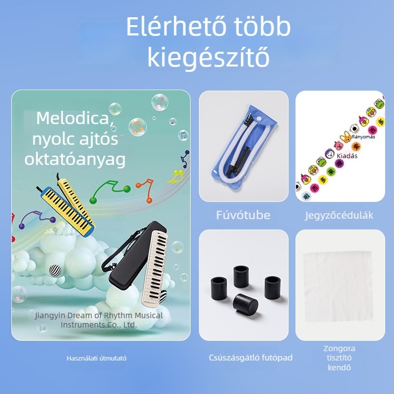 32 húros harmónika puha tokban gyerekeknek, kezdőknek, műanyag test, 101+ demonstrációs dal