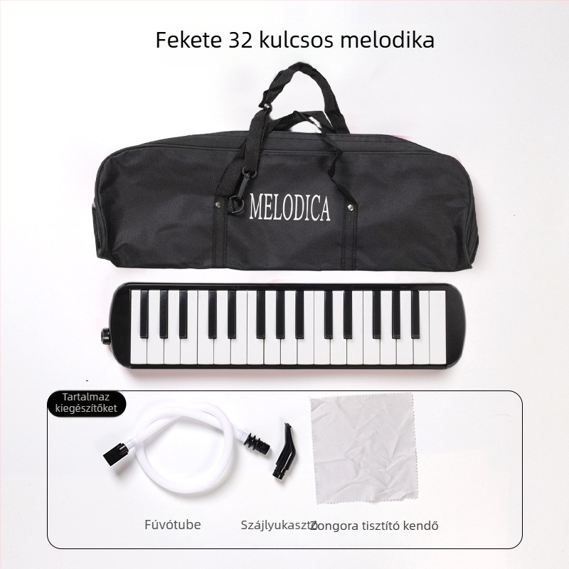 32 húros harmónika puha tokban gyerekeknek, kezdőknek, műanyag test, 101+ demonstrációs dal