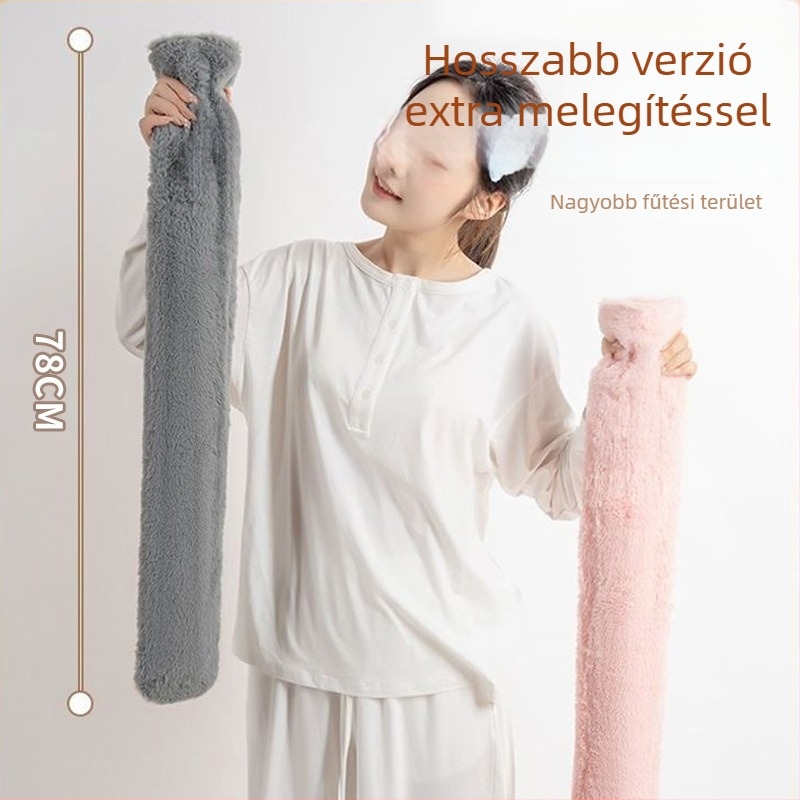 Forróvíz-palack vízbefecskendezéses fűtéssel, flanel anyagból, teljes testre használható, modern minimalist stílus, 500 g