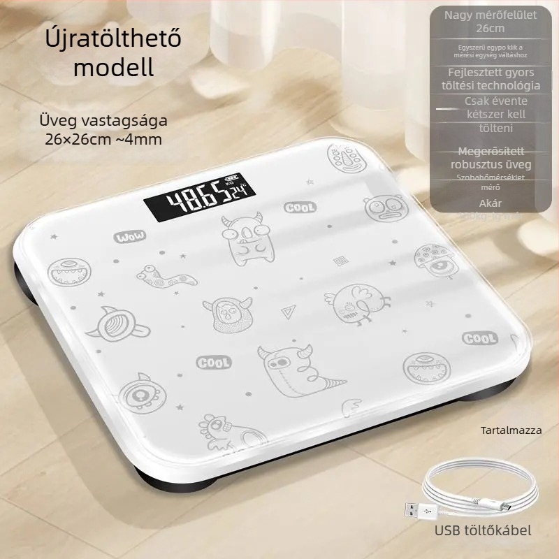Bluetooth testzsír mérő mérleg – rajzfilmszerű dizájn, otthoni használatra, max. 180 kg, Beautiful Márka