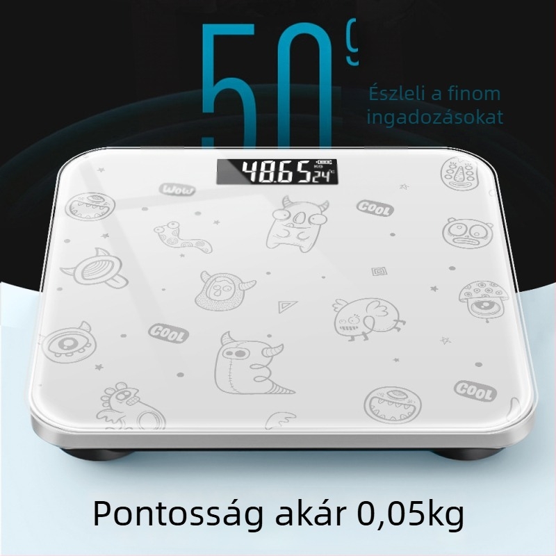 Bluetooth testzsír mérő mérleg – rajzfilmszerű dizájn, otthoni használatra, max. 180 kg, Beautiful Márka