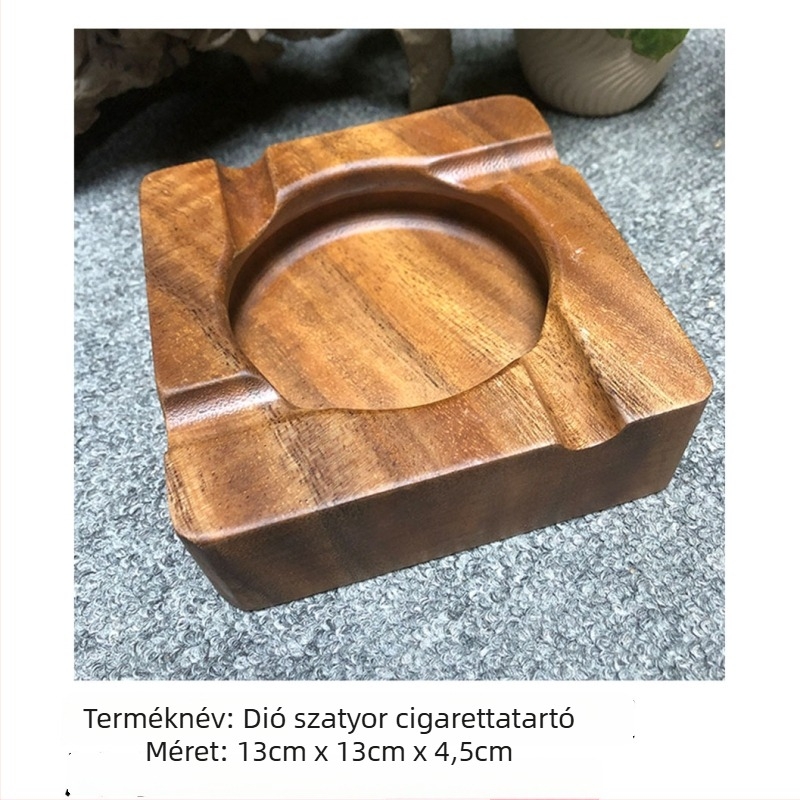 Diófából készült dohányzó hamutartó tárolóval, logó nyomtatva, Yinghui Port