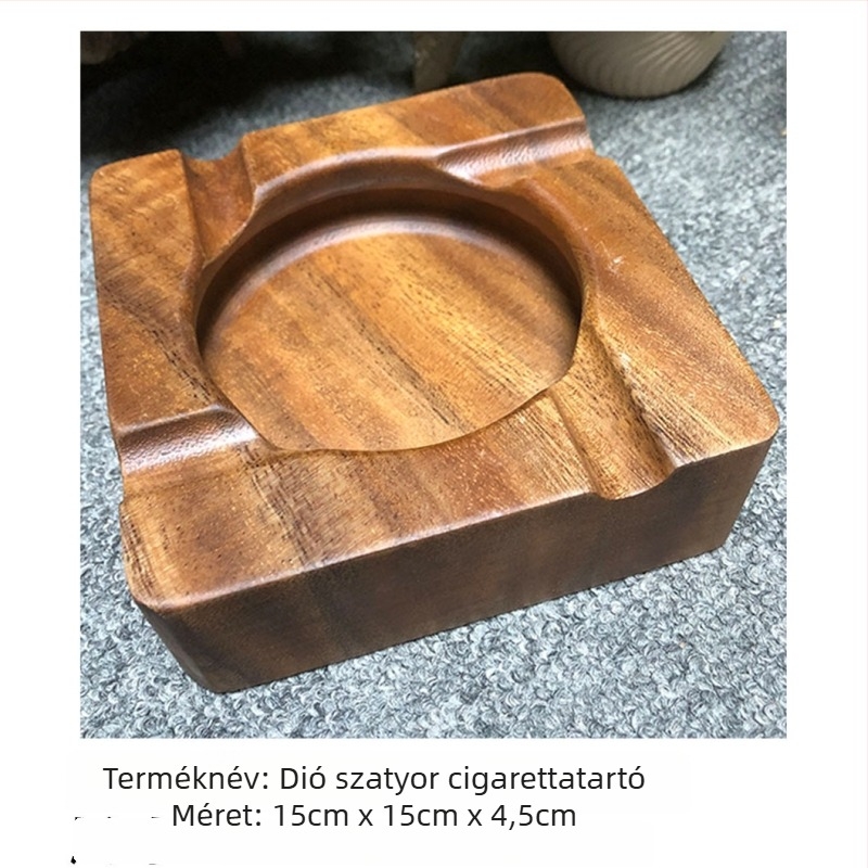 Diófából készült dohányzó hamutartó tárolóval, logó nyomtatva, Yinghui Port