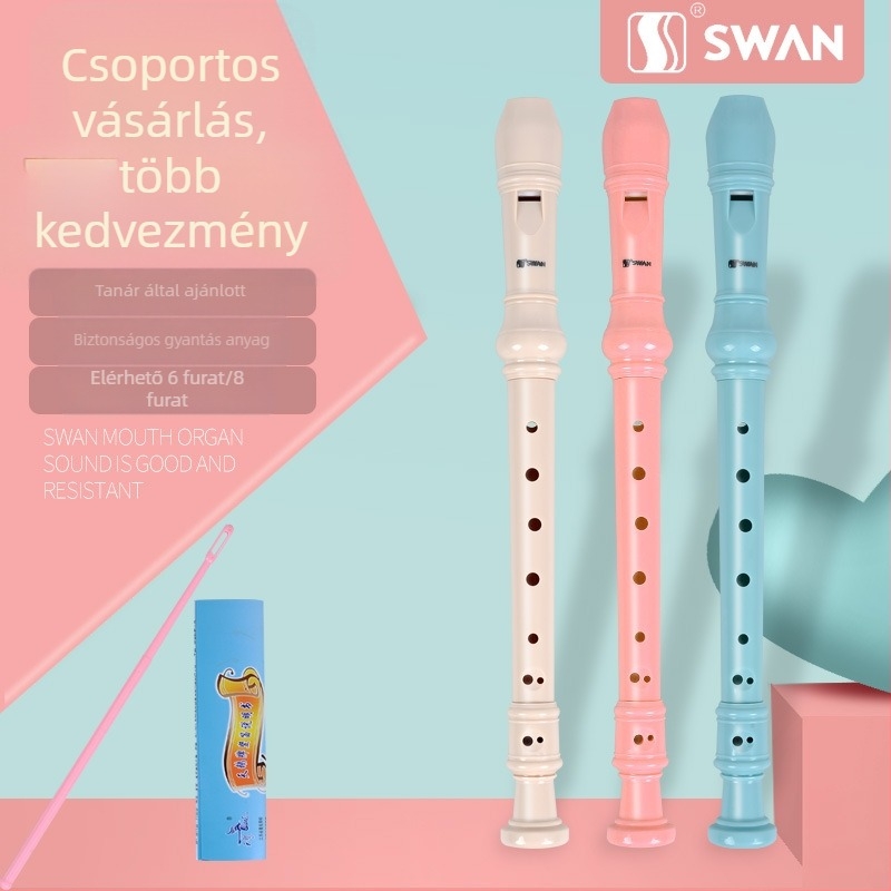 Swan német stílusú rekorder, 8-lyukas és 6-lyukas, gyerekeknek és kezdőknek, magas regiszter, táskával