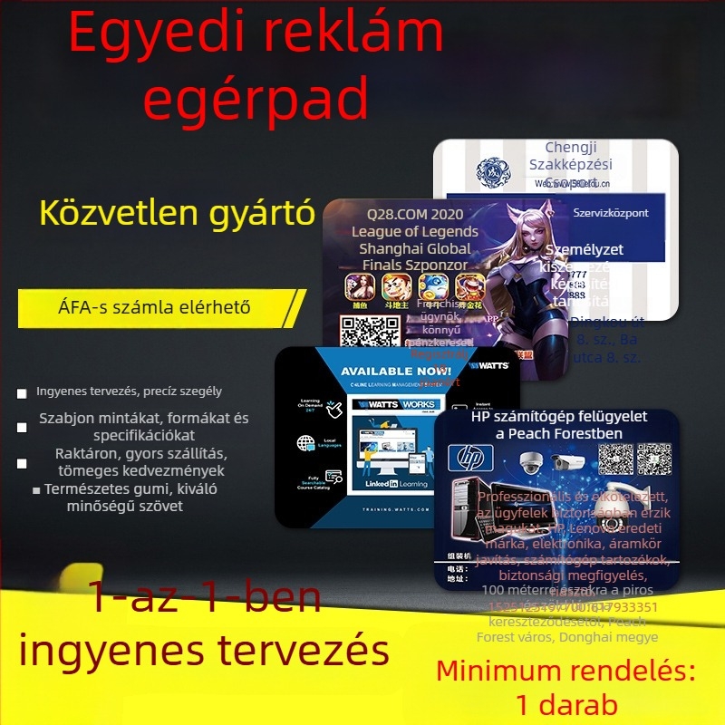Reklám egérpad logóval és fűtéssel, DIY szilikon-len anyagú, különleges méretek