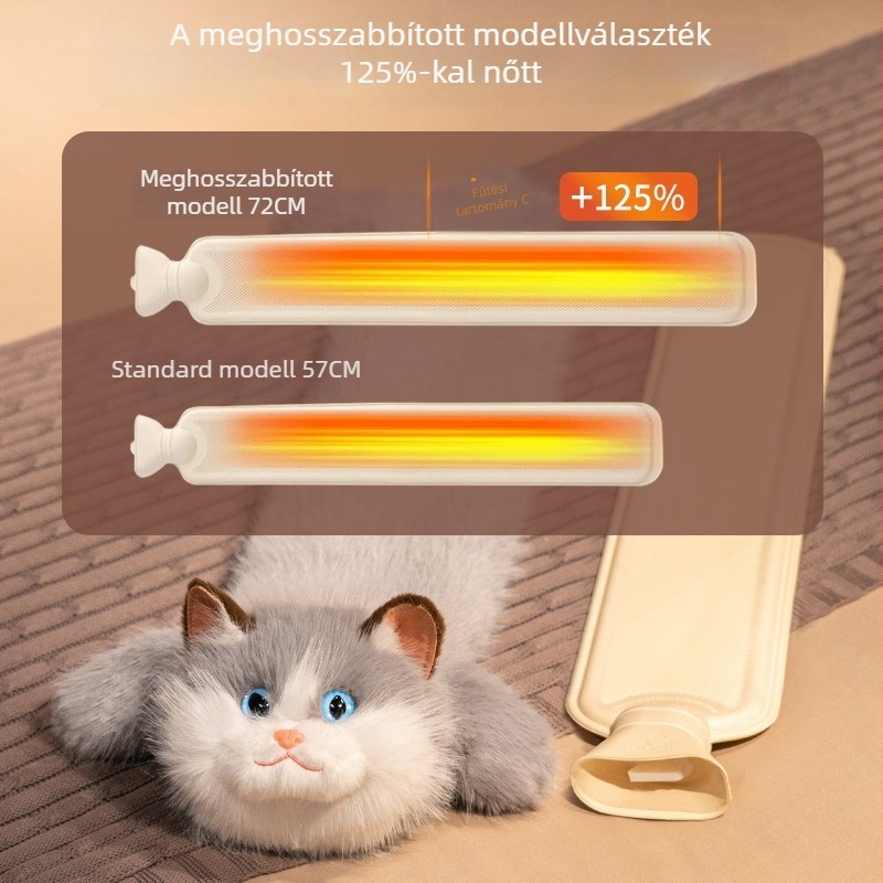 Aranyos melegvíz-palack és hosszú ölelő párna lányoknak, kézmelegítéshez, lábakhoz és a hashoz téli alváshoz.