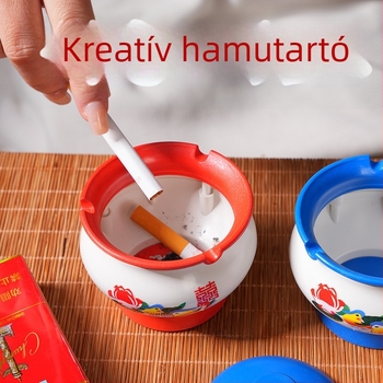 Műanyag hamutál, dekoratív darab pásztorális/etnikus/kínai stílussal, logó nyomtatás, eredet: Kína