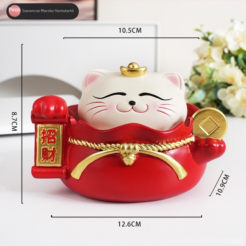 Cement Maneki-neko hamutál – testreszabható, dekoratív tároló funkció, japán stílusú rajz, logó nyomtatva