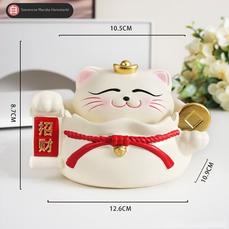Cement Maneki-neko hamutál – testreszabható, dekoratív tároló funkció, japán stílusú rajz, logó nyomtatva