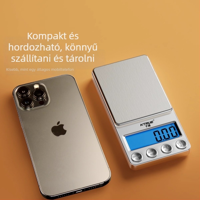 Arany ékszer elektronikus mérlege 0.001 g pontossággal, ékszerek grammban történő méréséhez