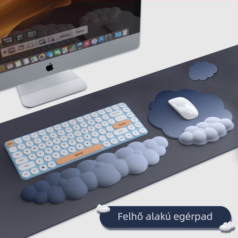 Gradient Cloud billentyűzet csuklótámasz – memóriahab és szilikon aljzat, egyoldalas, hideg formázás, modell 7215119, OEM testreszabható