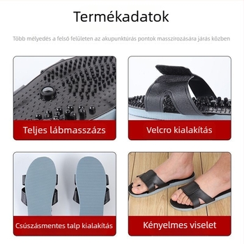 Lábmasszázs papucs akupunktúrás pontmasszázzal, USB/AC tápellátás, vezetékes kézi vezérlés, mechanikus működés